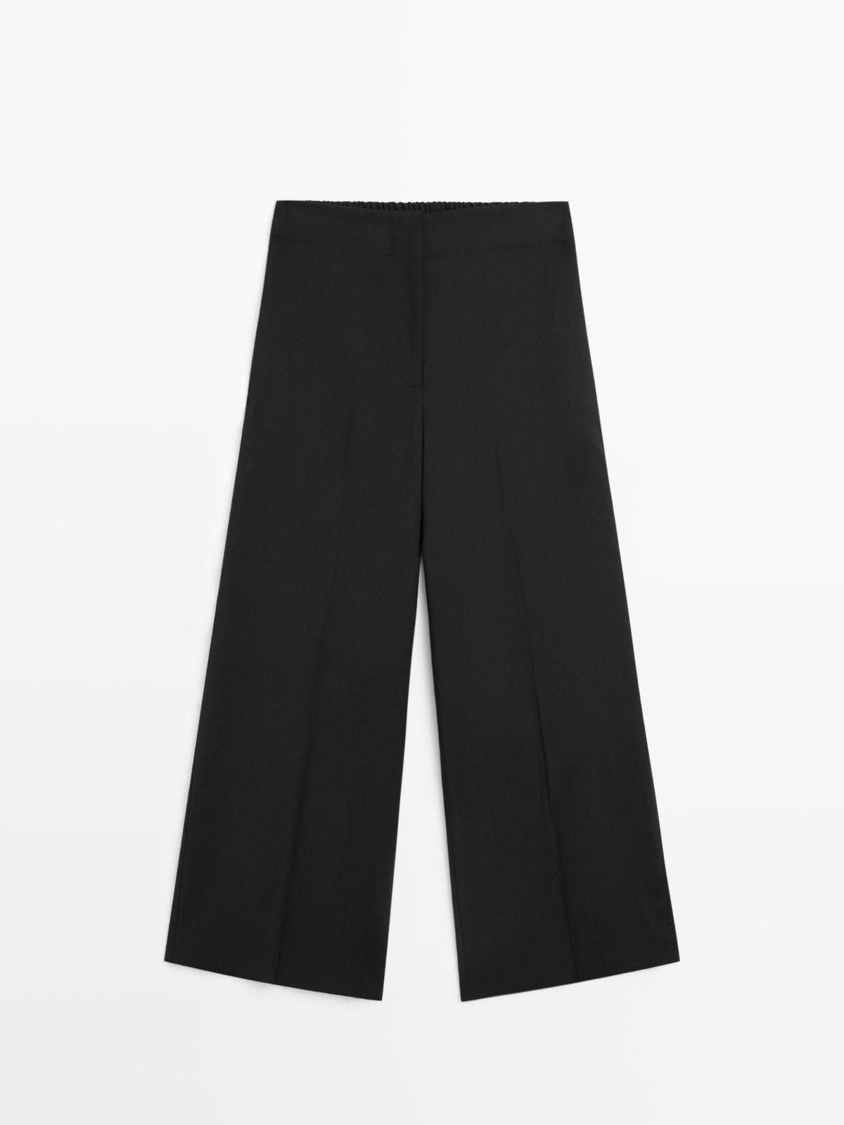 마시모두띠 울 크롭 와이드 밴딩 슬랙스 팬츠 5002/652 BLACK - 상품 이미지