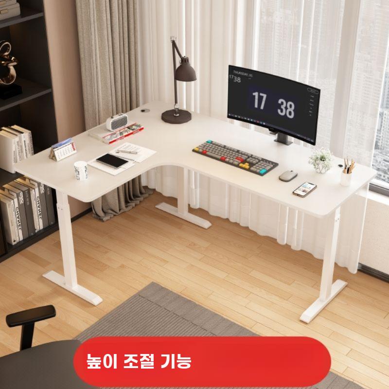 코너책상 ㄱ자 모서리 책상 높이조절 컴퓨터 데스크 수동리프팅/좌측/화이트 120x100x75cm - 상세 이미지 2