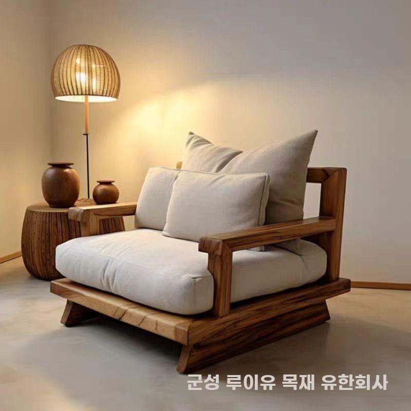 거실 소파의자 낮은 소파 등받이 라운지 의자 다다미 빈티지 A - 상세 이미지 3