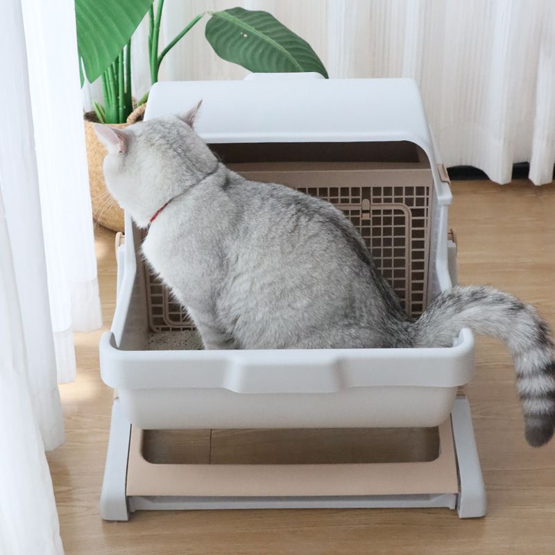 고양이 회전 화장실 자동 변기통 반자동 거름 배변 모래통 베이지 - 상세 이미지 4