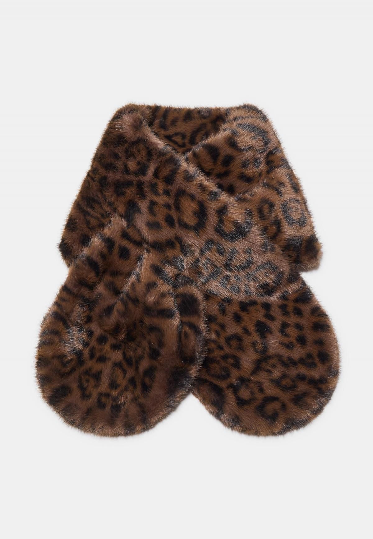 스트라디바리우스 레오파드 패턴 퍼 머플러 3900/903 BROWN - 상품 이미지