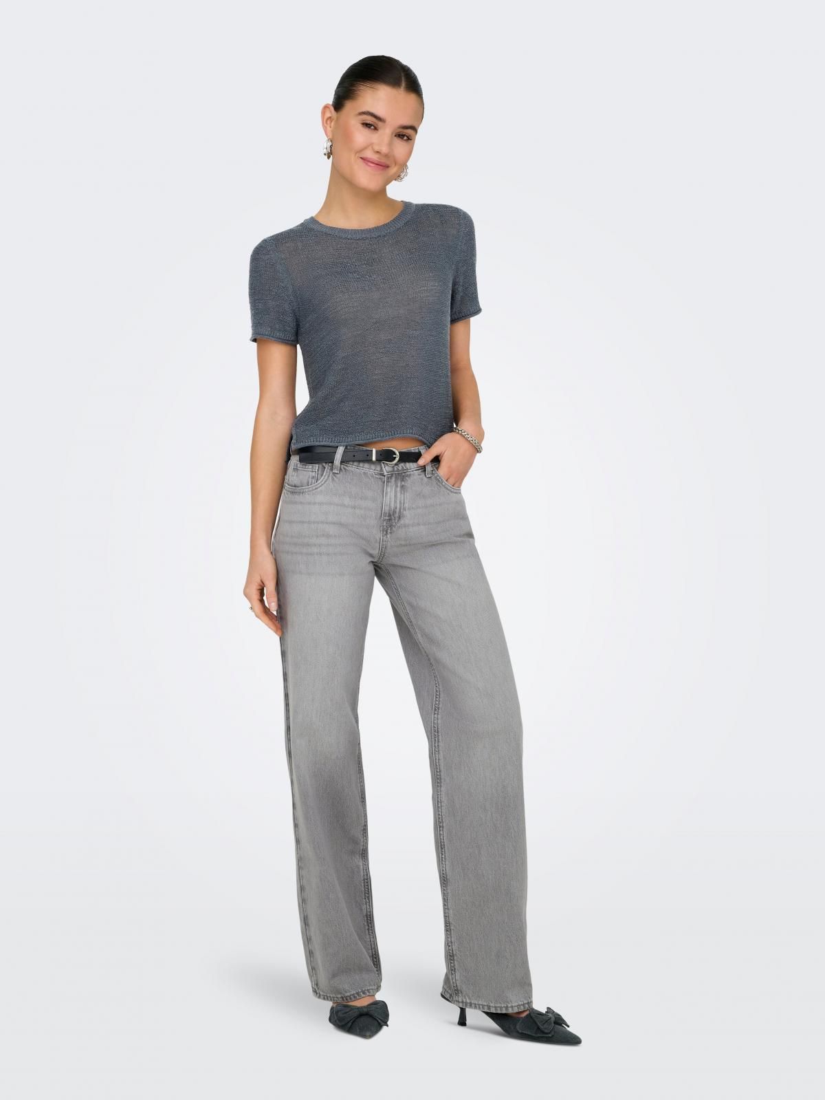 온리 로우웨이스트 스트레이트핏 데님 팬츠 15334363_2106 GREY / LIGHT GREY DENIM - 상세 이미지 5