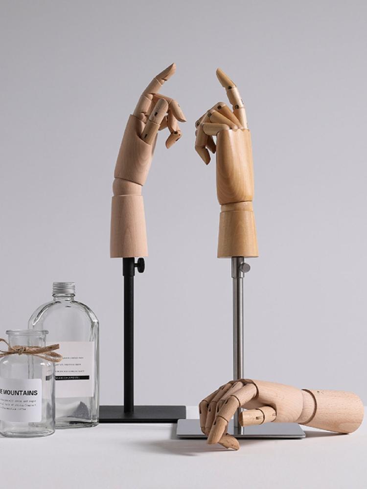 손 마네킹 우드 손가락 모형 악세서리 핸드 진열대 모델 왼손 블랙월넛 - 상세 이미지 5