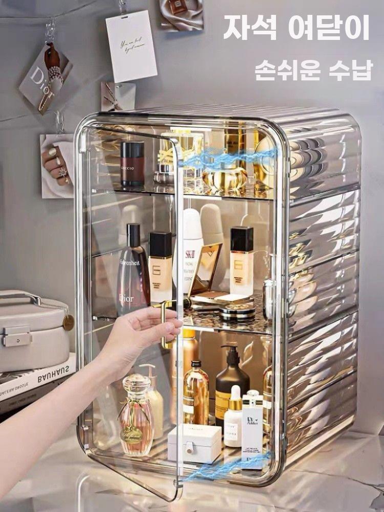 향수 진열장 화장품 정리대 수납함 화장대 정리 진열대 2단 화이트 - 상세 이미지 3