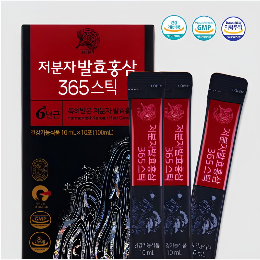 고려홍삼원 6년근 저분자 발효 홍삼 365 스틱 10ml x 30포, 진세노사이드 5mg - 상세 이미지 4
