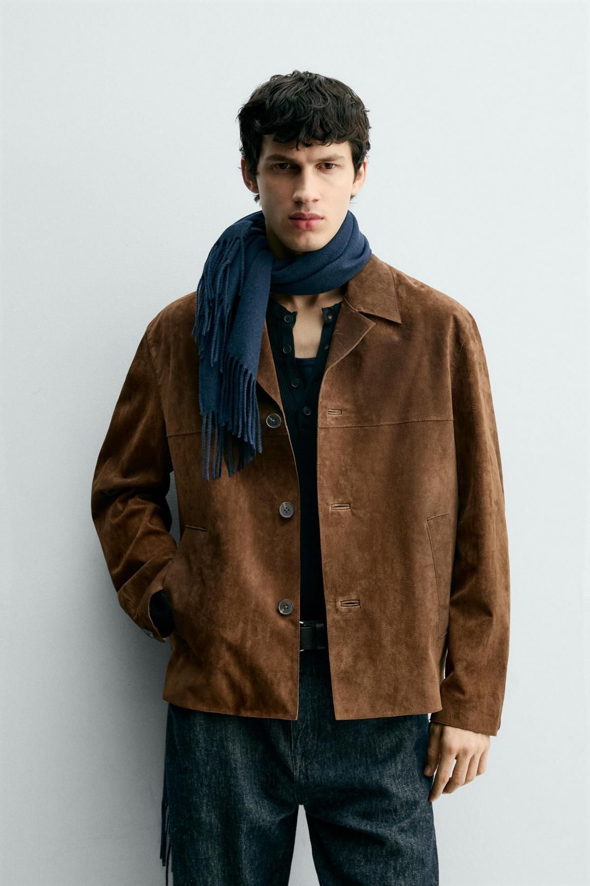 자라 스웨이드 가죽 버튼 오버셔츠 8281/753 BROWN - 상세 이미지 3