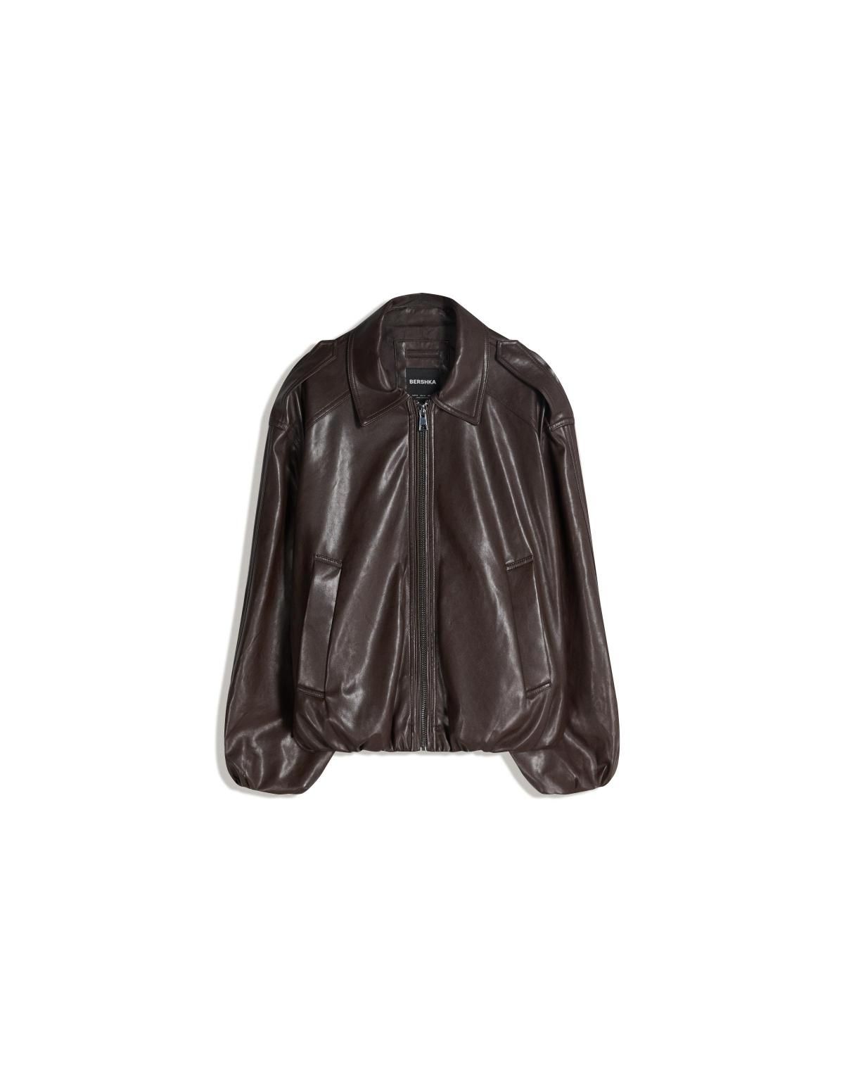버쉬카 테크니컬 레더 이펙트 벌룬 재킷 6656/718 BROWN - 상품 이미지