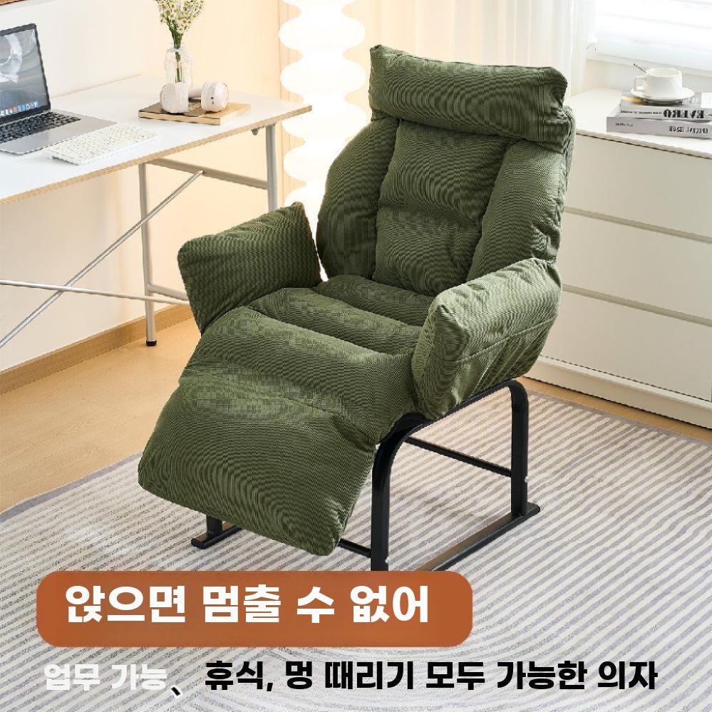 싱글소파 리클라이너 수유 의자 푹신한 등받이 쿠션 코듀로이 그린+발판+팔걸이 - 상세 이미지 5