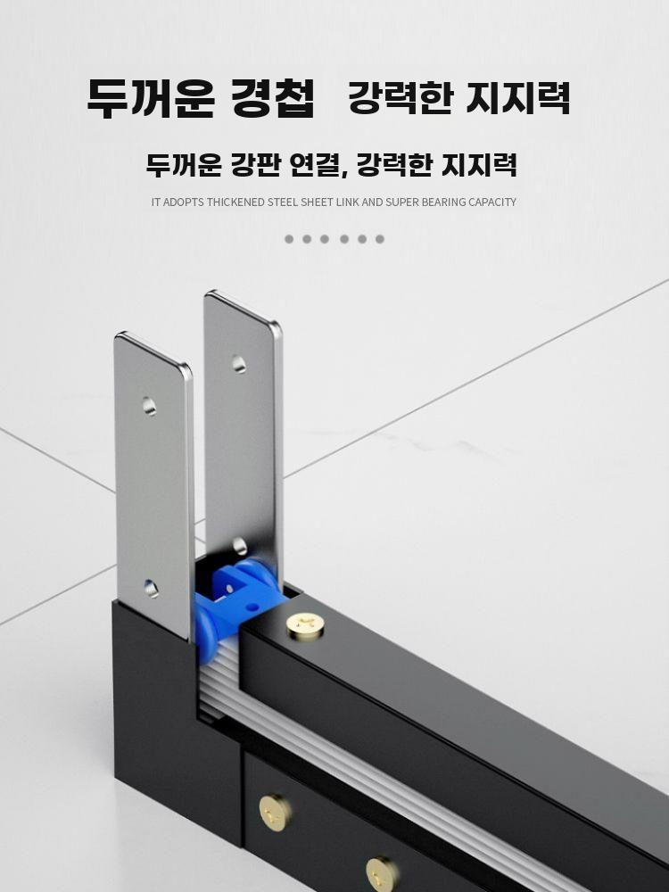 샤워실 칸막이 슬라이딩 물막이 욕실 공간 분리 파티션 블랙 프레임+화이트 커튼+블랙 방수 스트립 벽면 100-110 폭 110x200cm - 상세 이미지 5