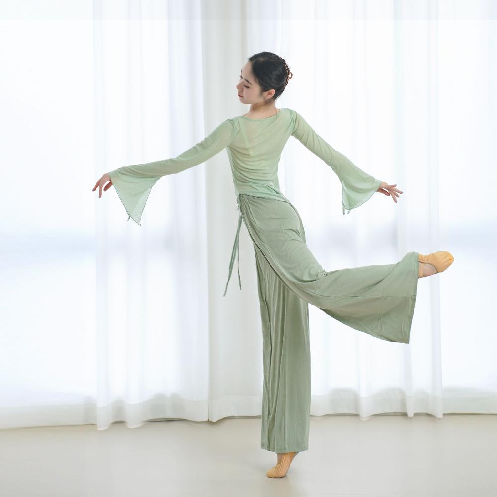 여성 무용복 상의 공연 연습복 무대 의상 연습 입시복 그린 S - 상세 이미지 5