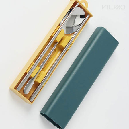 빌바오 식도락 휴대용 수저세트 블루그린 스텐 숟가락 소풍