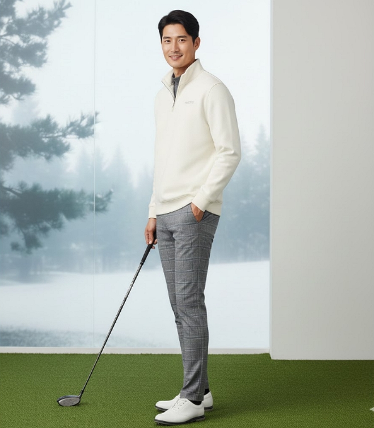 헤지스 남성 겨울 보온 필드룩 반집 하이넥 골프웨어 스윙티셔츠 - 상세 이미지 4