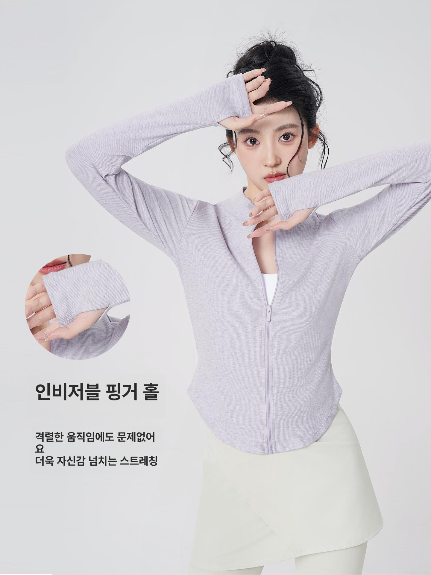 여성 성인용 블랙 긴팔 가디건 가을 모던 무용 연습복 - 상세 이미지 3