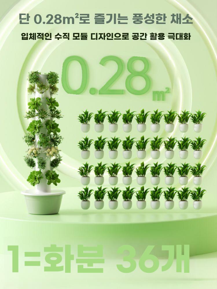 수경재배 타워 수직 수경 재배기 실내 식물 키우기 스마트팜 5층 20구멍 - 상세 이미지 3