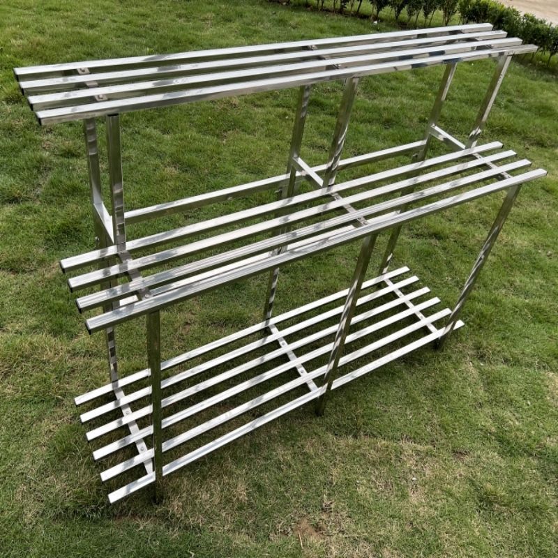 스텐 화분 선반 다층 화분받침대 스테인리스 베란다 진열대 2단 50cm 두꺼운 스텐 선반 - 상세 이미지 2