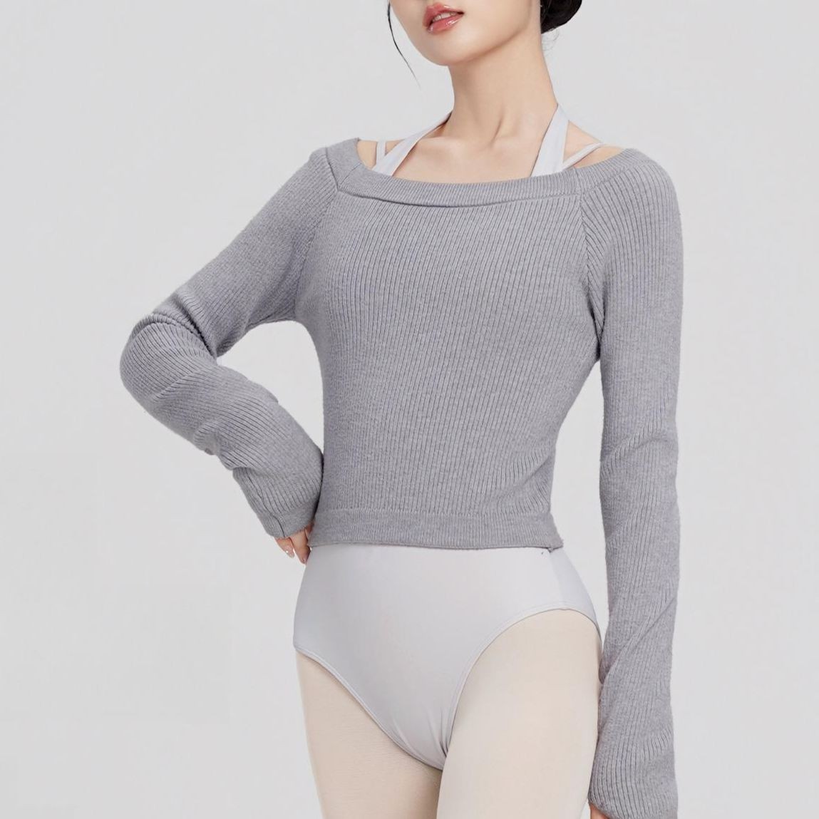 여성 가을 겨울 긴팔 발레 연습용 보온 상의 - 메인 이미지