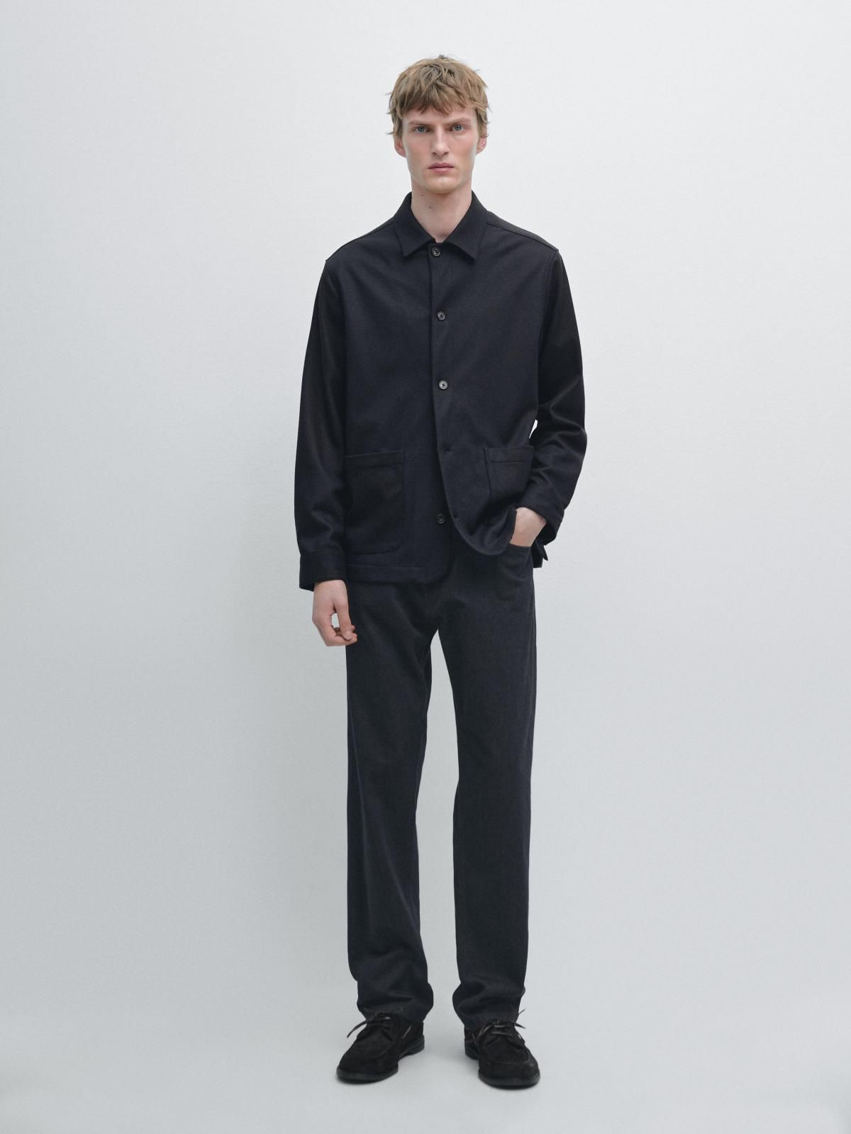 마시모두띠 프리미엄 울 테크니컬 오버셔츠 포켓 1813/294 NAVY BLUE - 상세 이미지 2