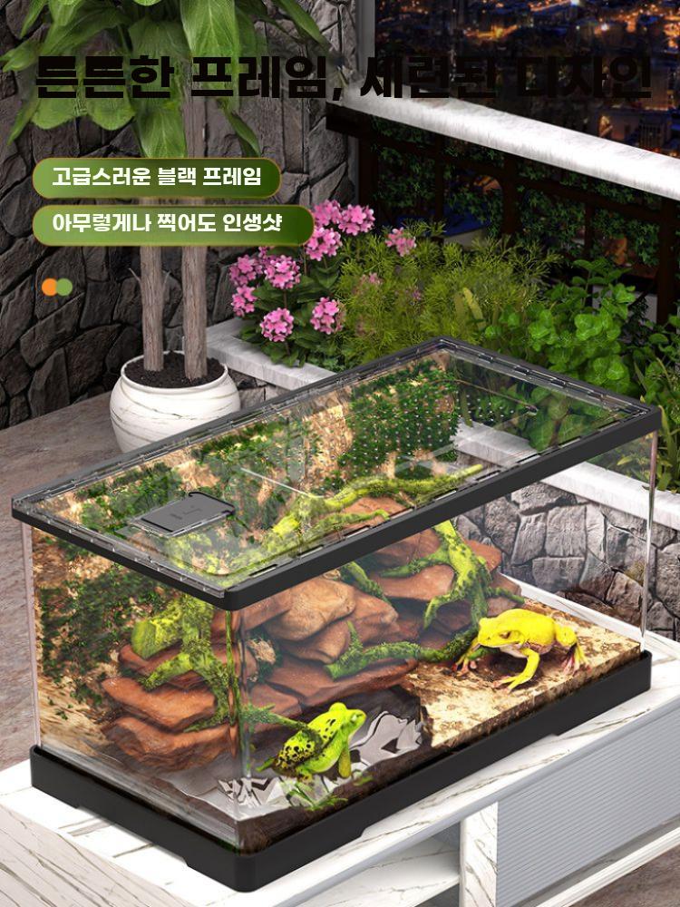 파충류 사육장 도마뱀 투명 테라리움 케이지 하우스 중형 + 뚜껑 - 상세 이미지 4