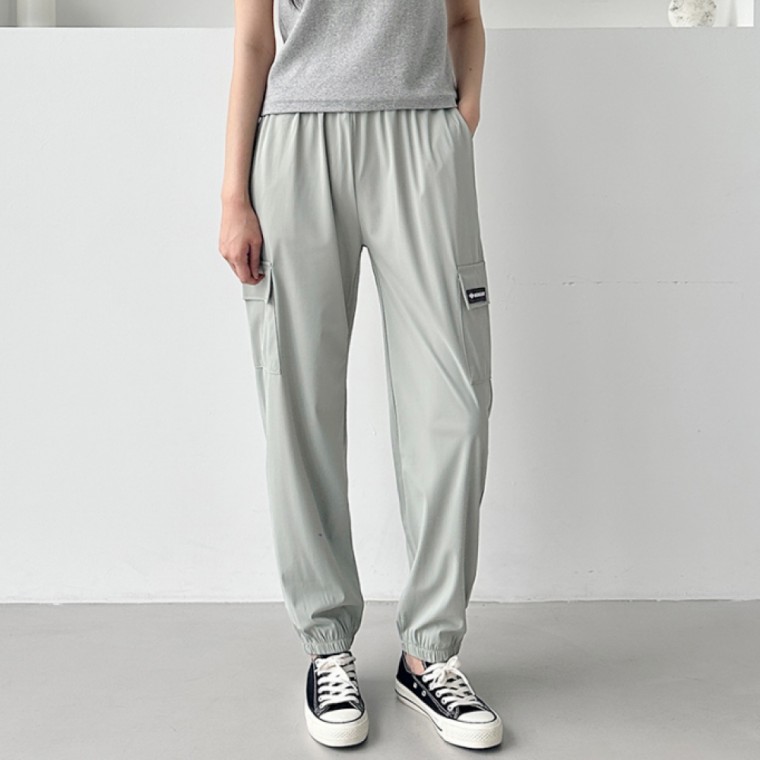 스트링 조거팬츠 허리밴딩 카고 긴바지 데일리 캐주얼 - 상품 이미지