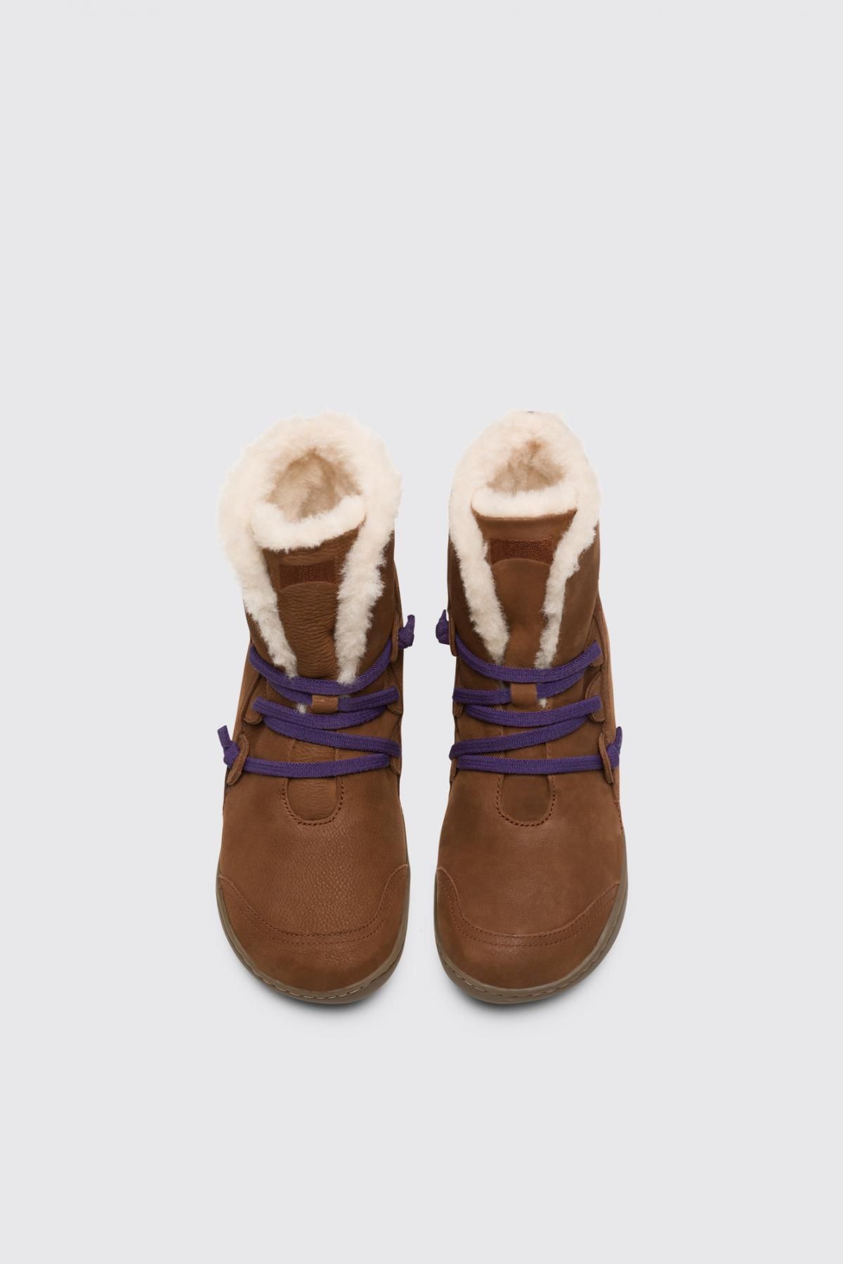 캠퍼 테크니컬 누벅 앵클부츠 퍼안감 여성 46477-045 BROWN - 상세 이미지 4