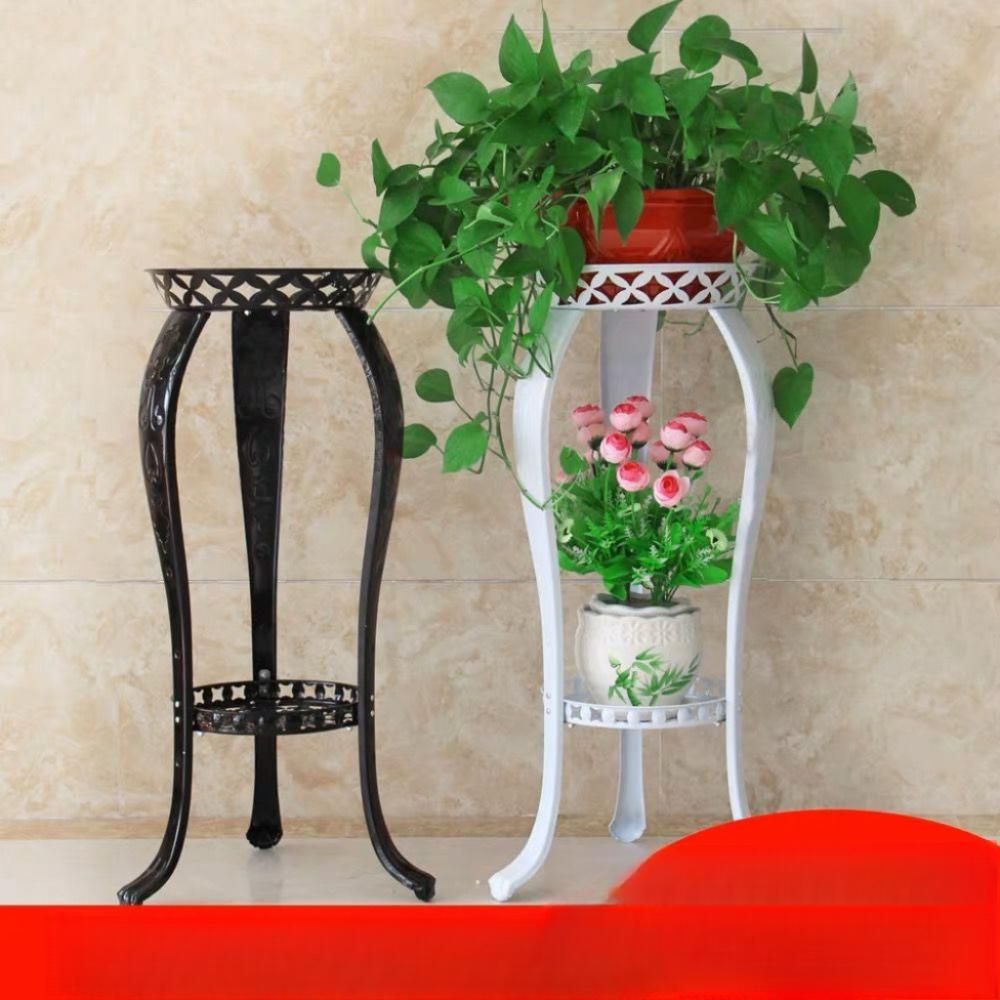 유럽풍 화분받침대 철제 화분대 엔틱 식물 선반 빈티지 화이트 높이 80cm - 상세 이미지 2