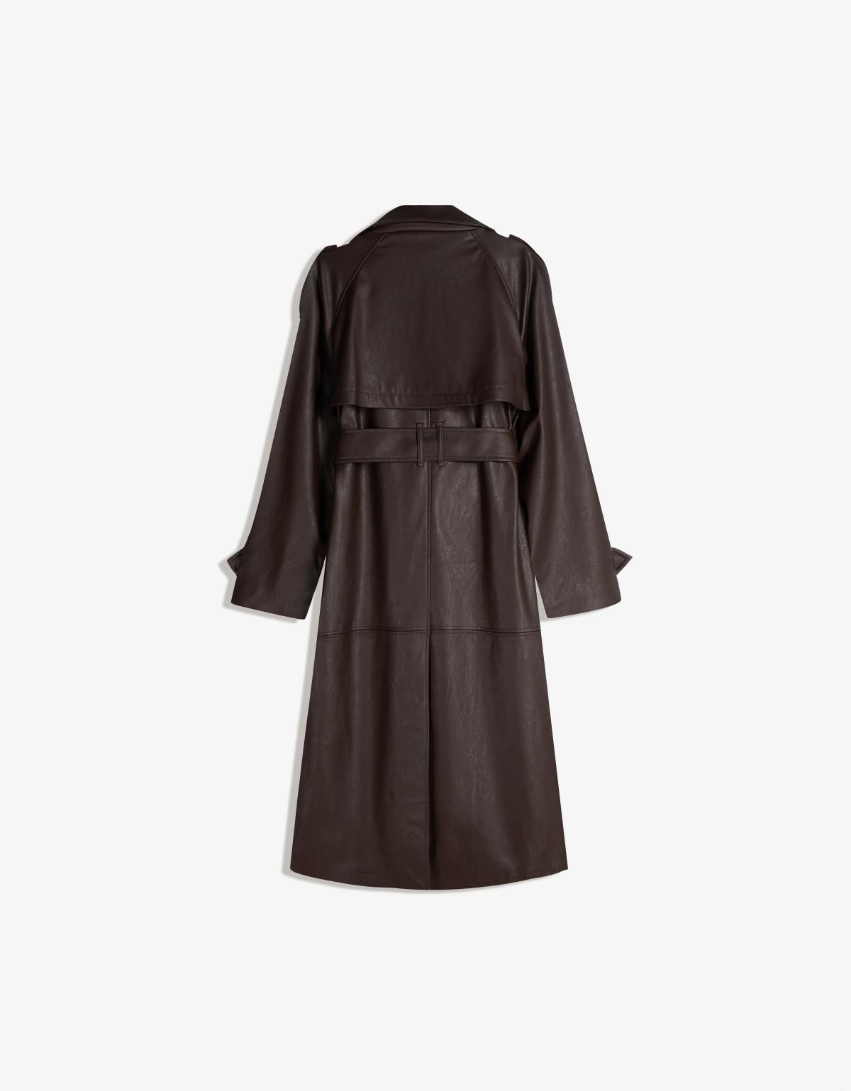 버쉬카 페이크레더 테크니컬 롱 트렌치코트 6890/718 BROWN - 상세 이미지 3