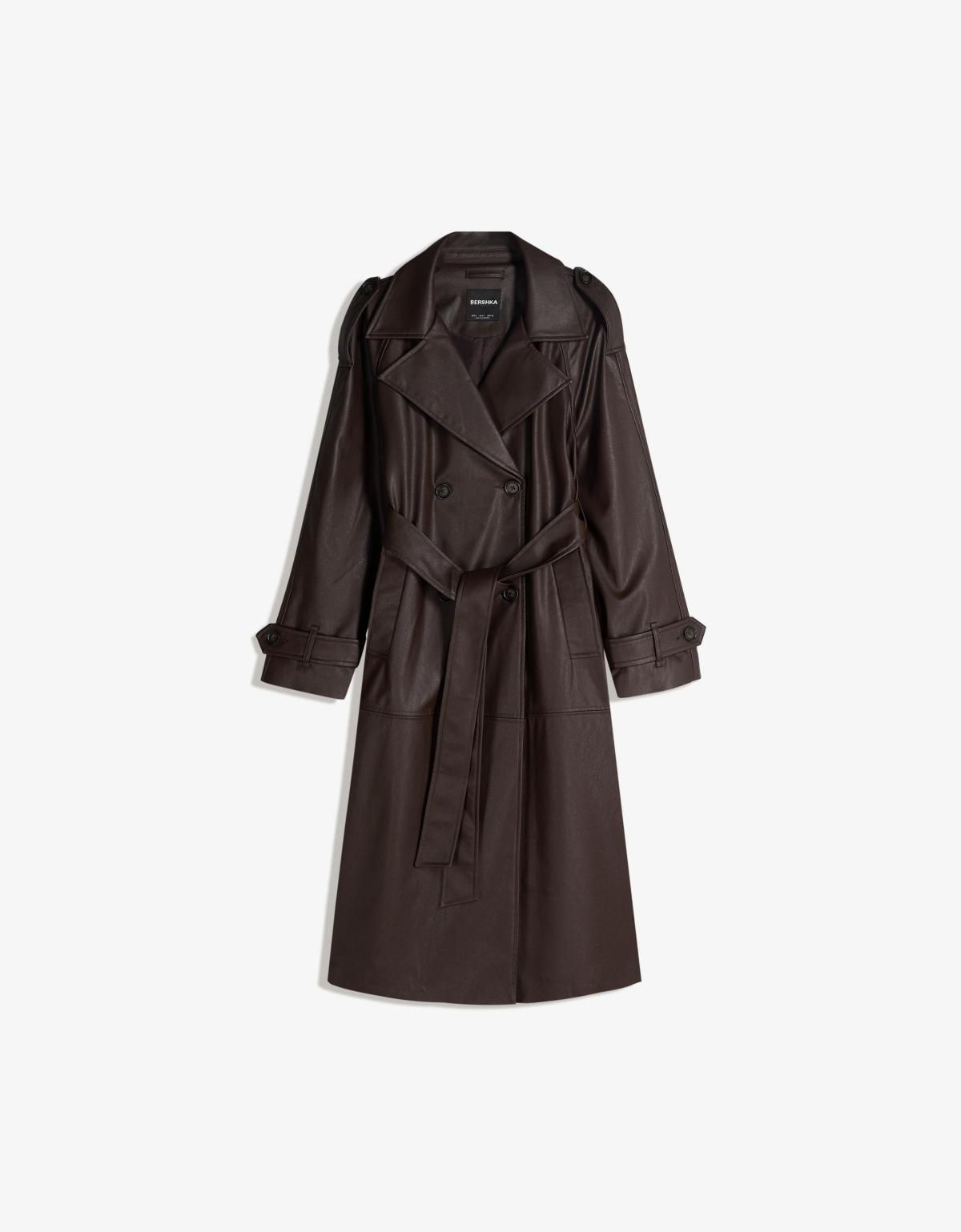 버쉬카 페이크레더 테크니컬 롱 트렌치코트 6890/718 BROWN - 상세 이미지 2