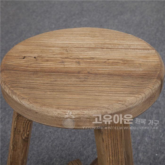 원목 스툴 빈티지 우드 원형 의자 고재 인테리어 좌석 원형 직경 30cm 높이 45cm - 상세 이미지 4