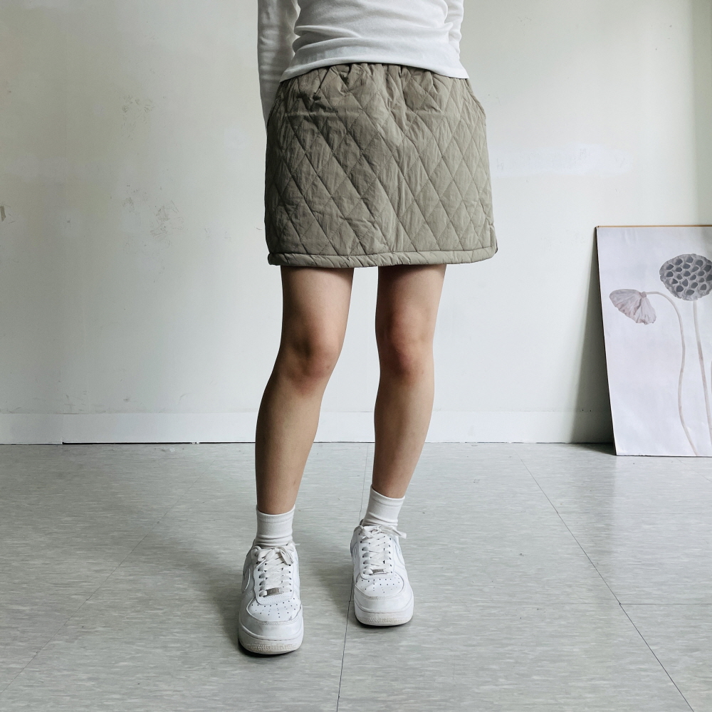 패딩스커트 겨울미니스커트 퀼팅 밴딩 치마 - 상세 이미지 3