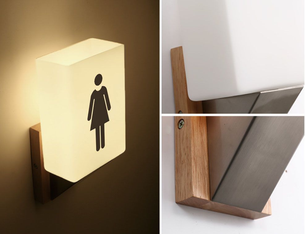 화장실 안내판 화장실입구 조명 남녀 WC 표시등 탈의실 사인 A 25x12cm - 상세 이미지 3