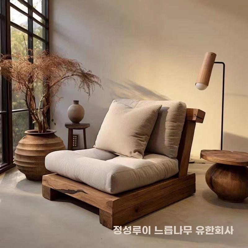 거실 소파의자 낮은 소파 등받이 라운지 의자 다다미 빈티지 A - 상세 이미지 5