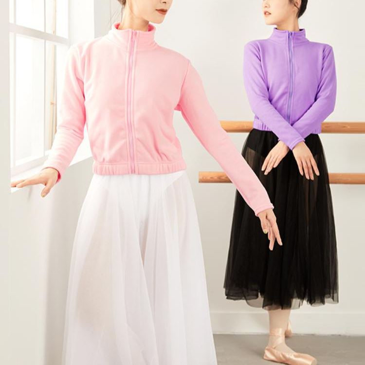 여성 발레 워머 겨울용 보온 긴팔 춤 연습복 성인용 댄스 상의 - 상품 이미지
