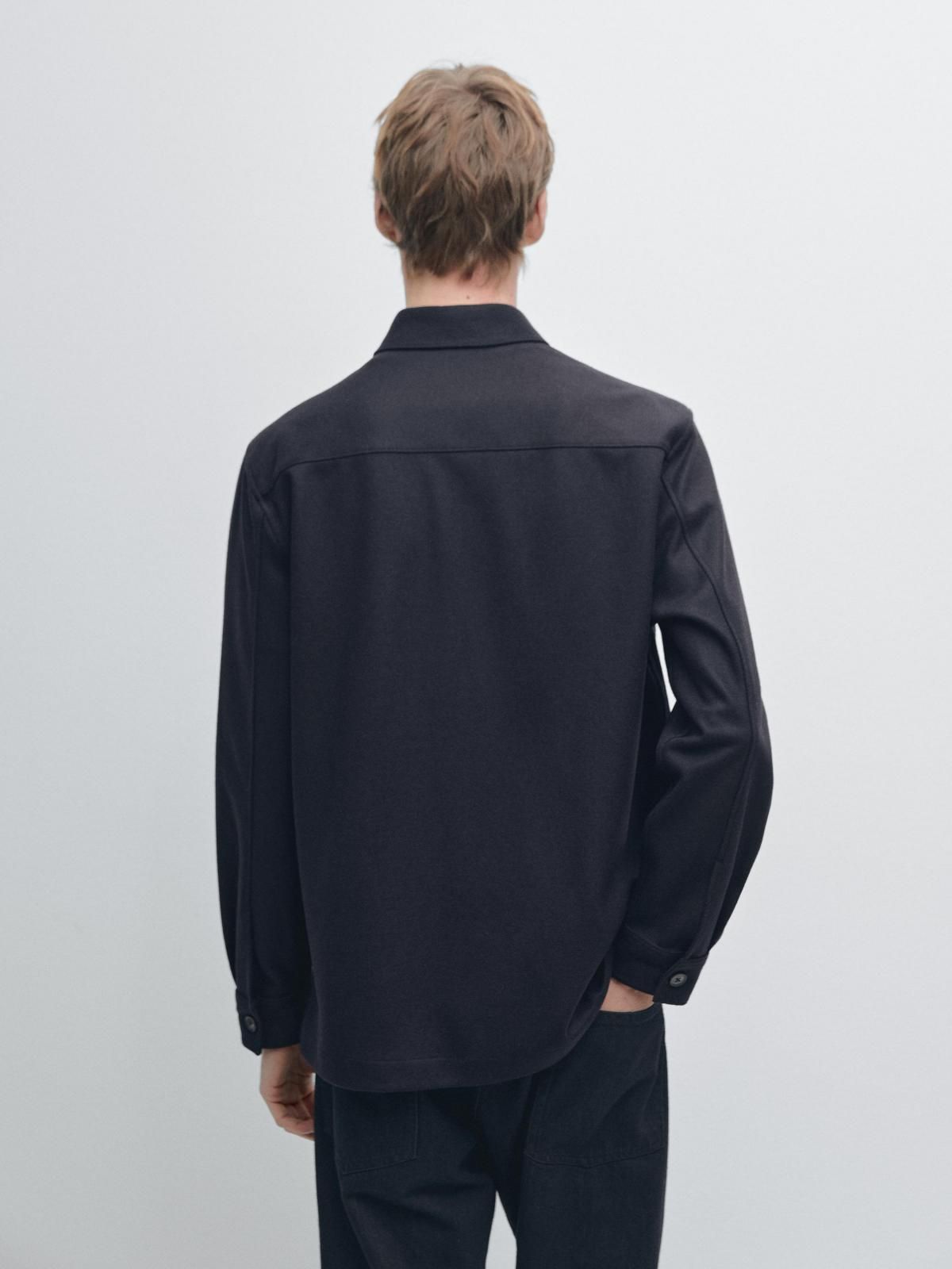 마시모두띠 프리미엄 울 테크니컬 오버셔츠 포켓 1813/294 NAVY BLUE - 상세 이미지 4