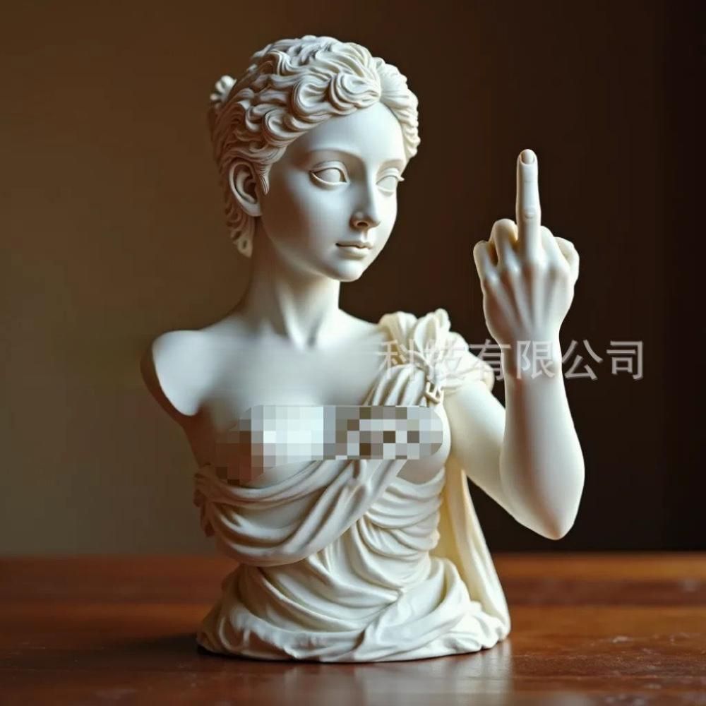 비너스상 재미있는 여신 조형물 석고 조각상 손가락 A - 상세 이미지 2