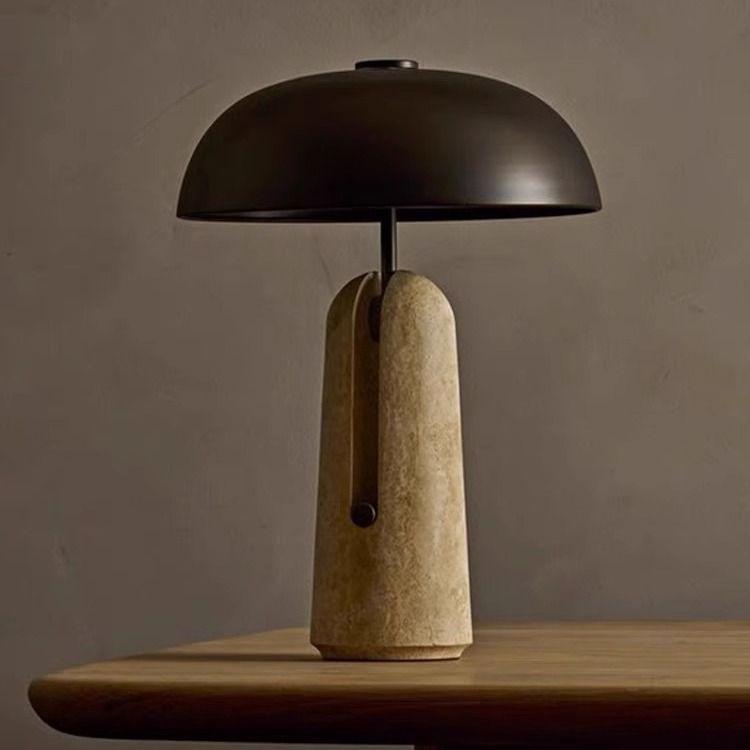 버섯 램프 탁상 무드등 일본식 와비사비 조명 모던 미니멀 블랙 커버 + 사막 W35xH48CM - 상세 이미지 3