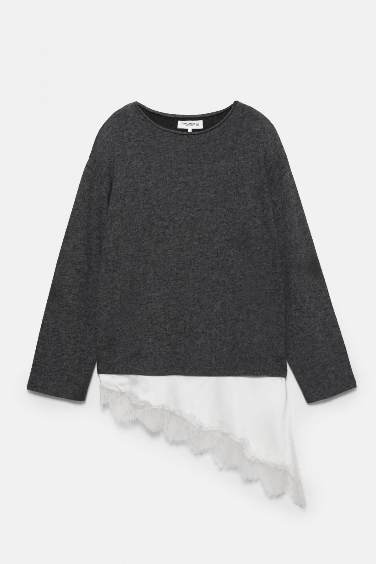 풀앤베어 레이스 믹스 긴팔 티셔츠 3230/309 DARK GREY - 메인 이미지