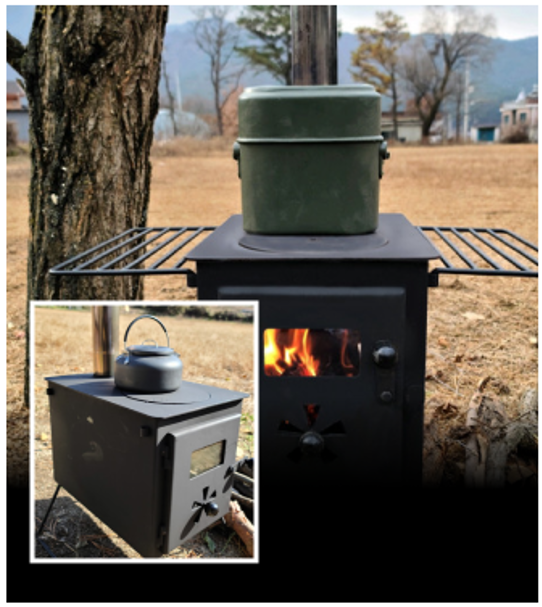 캠프365 화목난로 260 캠핑 화로대 미니화로 차박 불멍 요리 장작 난방 연통 동계캠핑