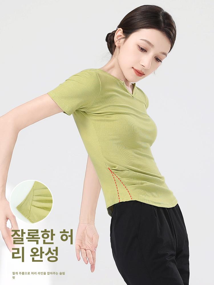여성 현대무용 연습복 상의 긴팔 반팔 성인 무용복 데일리 착용 가능 - 상세 이미지 4