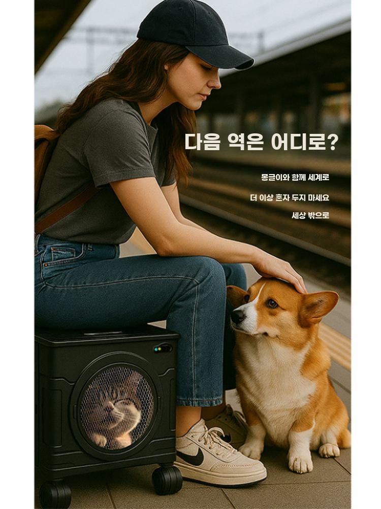 강아지 유모차 캐리어 펫 이동가방 이동식 켄넬 고양이박스 회색 15kg - 상세 이미지 5