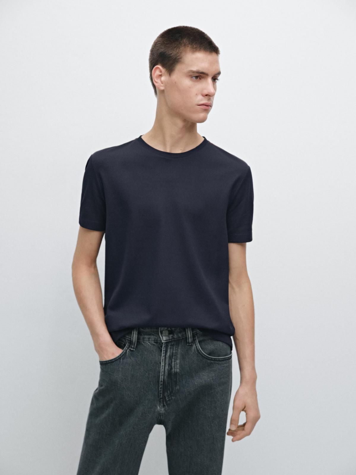 마시모두띠 배색 스티치 크루넥 반팔 티셔츠 0522/440 NAVY BLUE - 상세 이미지 3