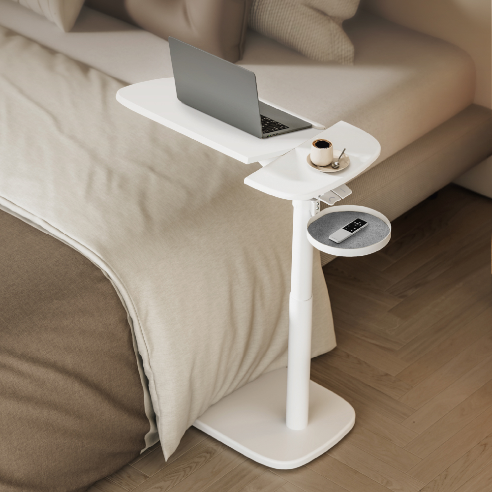 오레즈 각도조절 높낮이 이동식 사이드테이블 SPN1DW 화이트+화이트