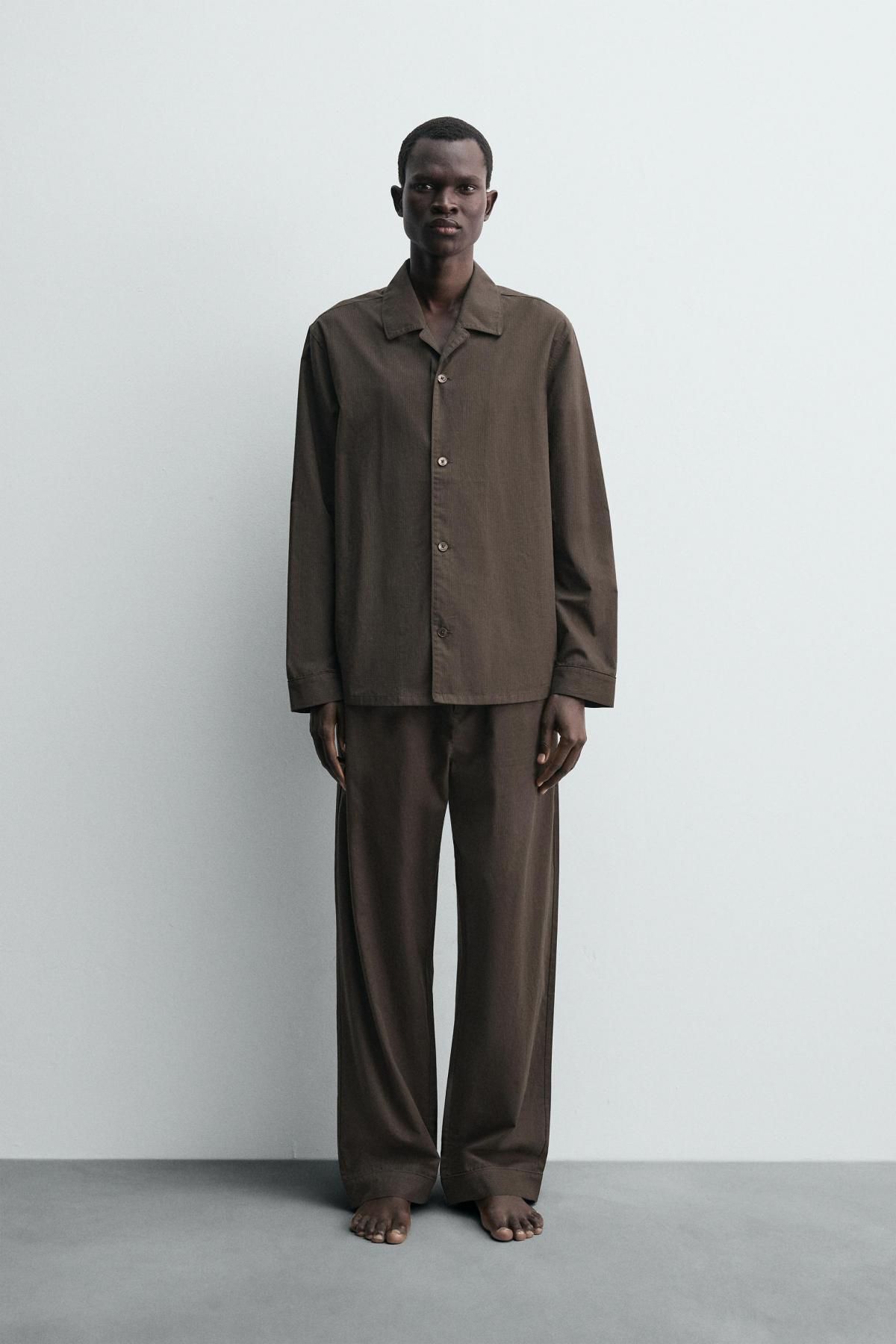 자라 테크니컬 자카드 긴팔 셔츠 5344/320 BROWN - 상세 이미지 2