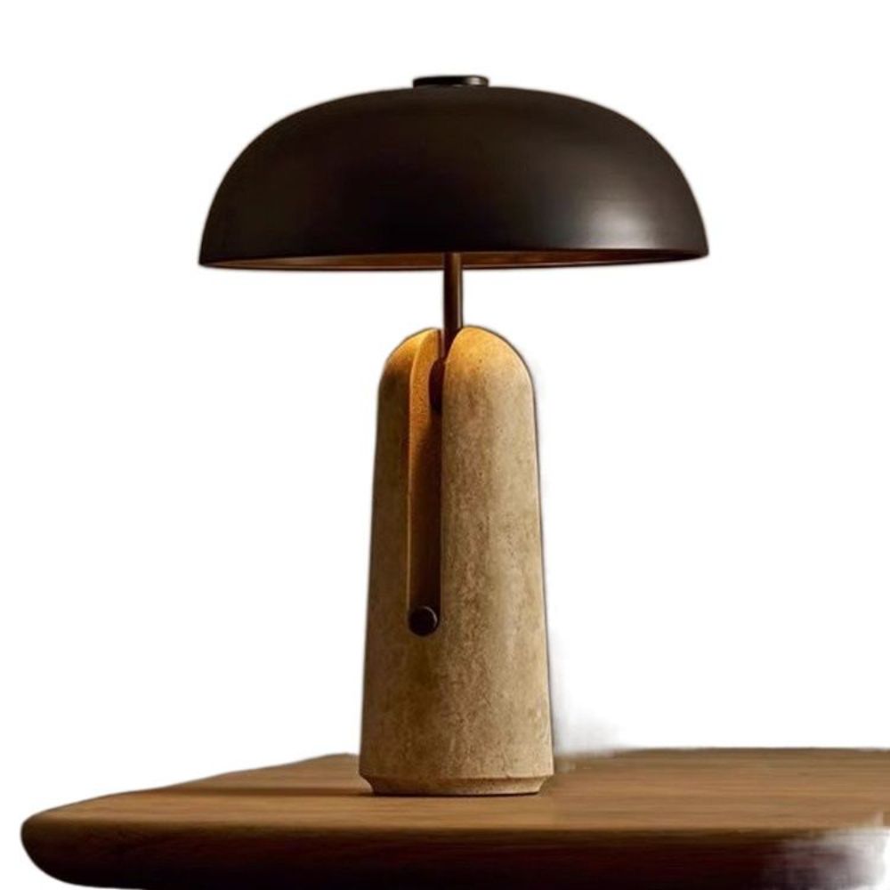 버섯 램프 탁상 무드등 일본식 와비사비 조명 모던 미니멀 블랙 커버 + 사막 W35xH48CM - 상품 이미지