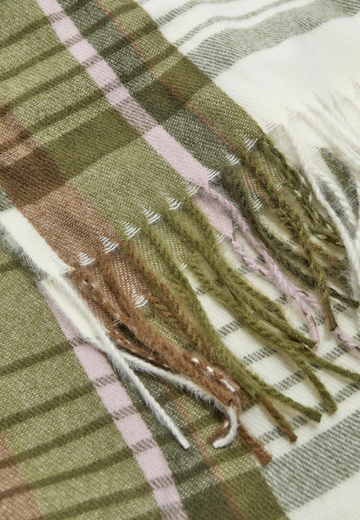 스트라디바리우스 체크 패턴 울 스카프 3895/903 KHAKI - 상세 이미지 3