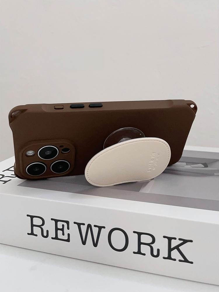 브라운 비즈 스트랩 달문양 크로스바디 미니 파우치형 핸드폰 케이스 스탠드+긴 끈 크로스바디 iPhone 17 Pro Max - 상세 이미지 4