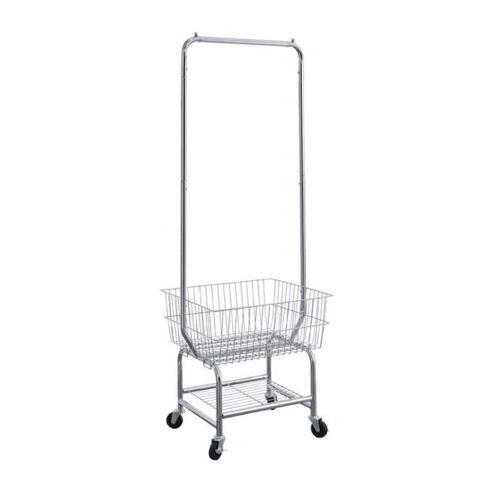 바구니행거 이동식 옷걸이 모던 미니멀 철제 의류 스탠드 U자형 행거 바구니 78cm - 상품 이미지