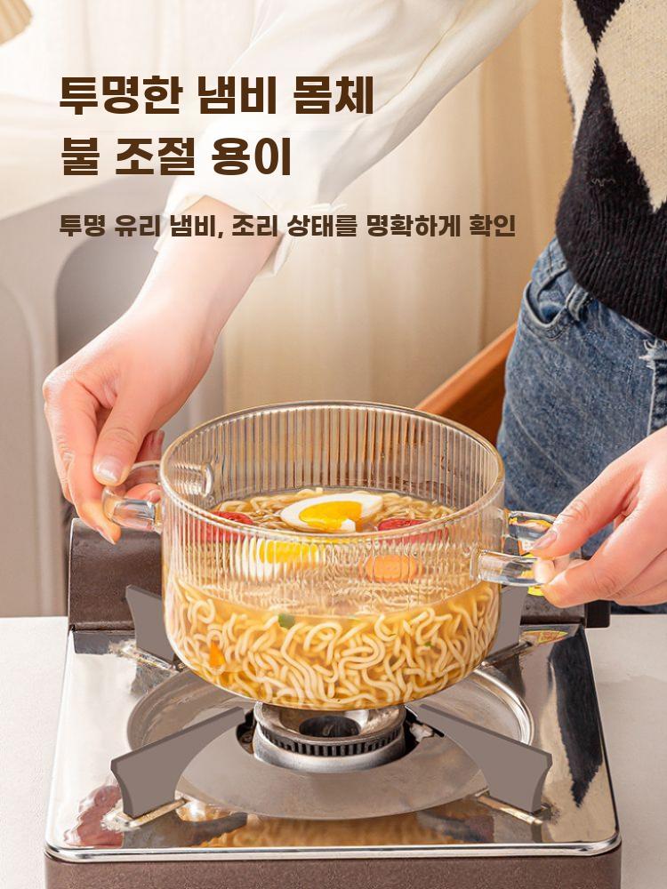 내열 유리 냄비 투명 양수냄비 인덕션 가스 겸용 주방 - 상세 이미지 3
