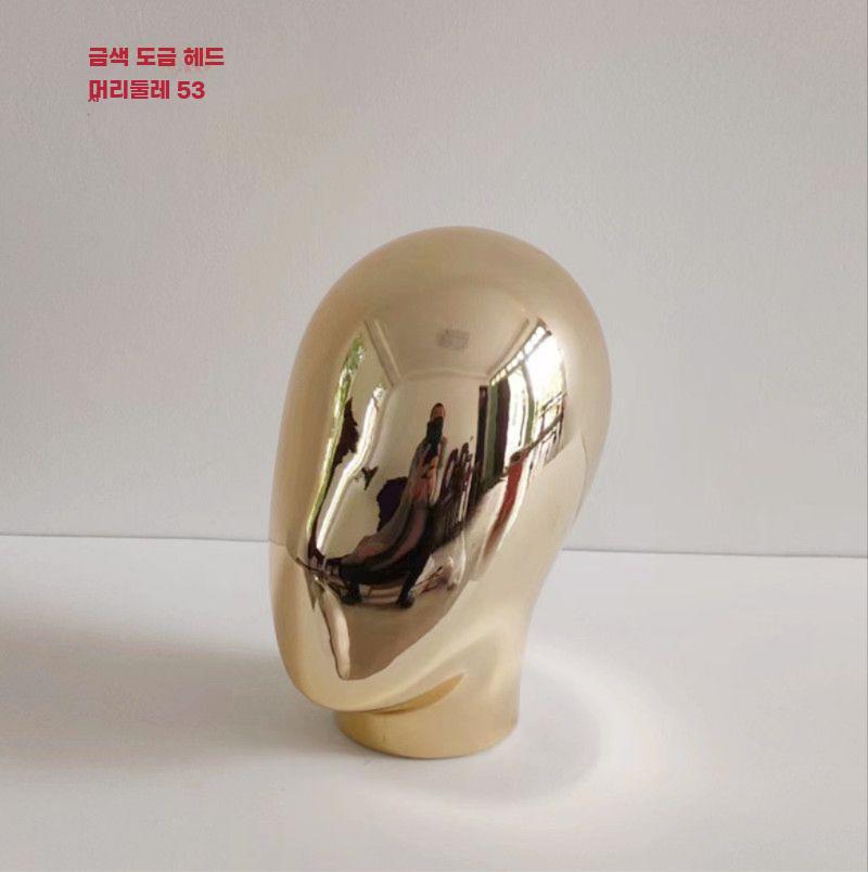 모자 마네킹 피팅 가발 디피 두상 모형 쇼핑몰 매장 아이보리 리넨 + 골드 사각 베이스 - 상세 이미지 4