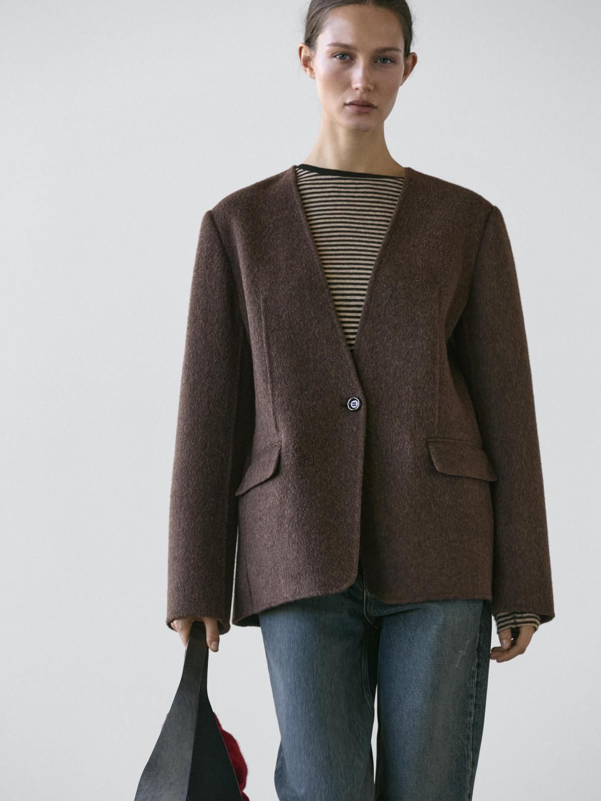 마시모두띠 울블렌드 브라운 테일러드 블레이저 6411/638 BROWN - 상세 이미지 3