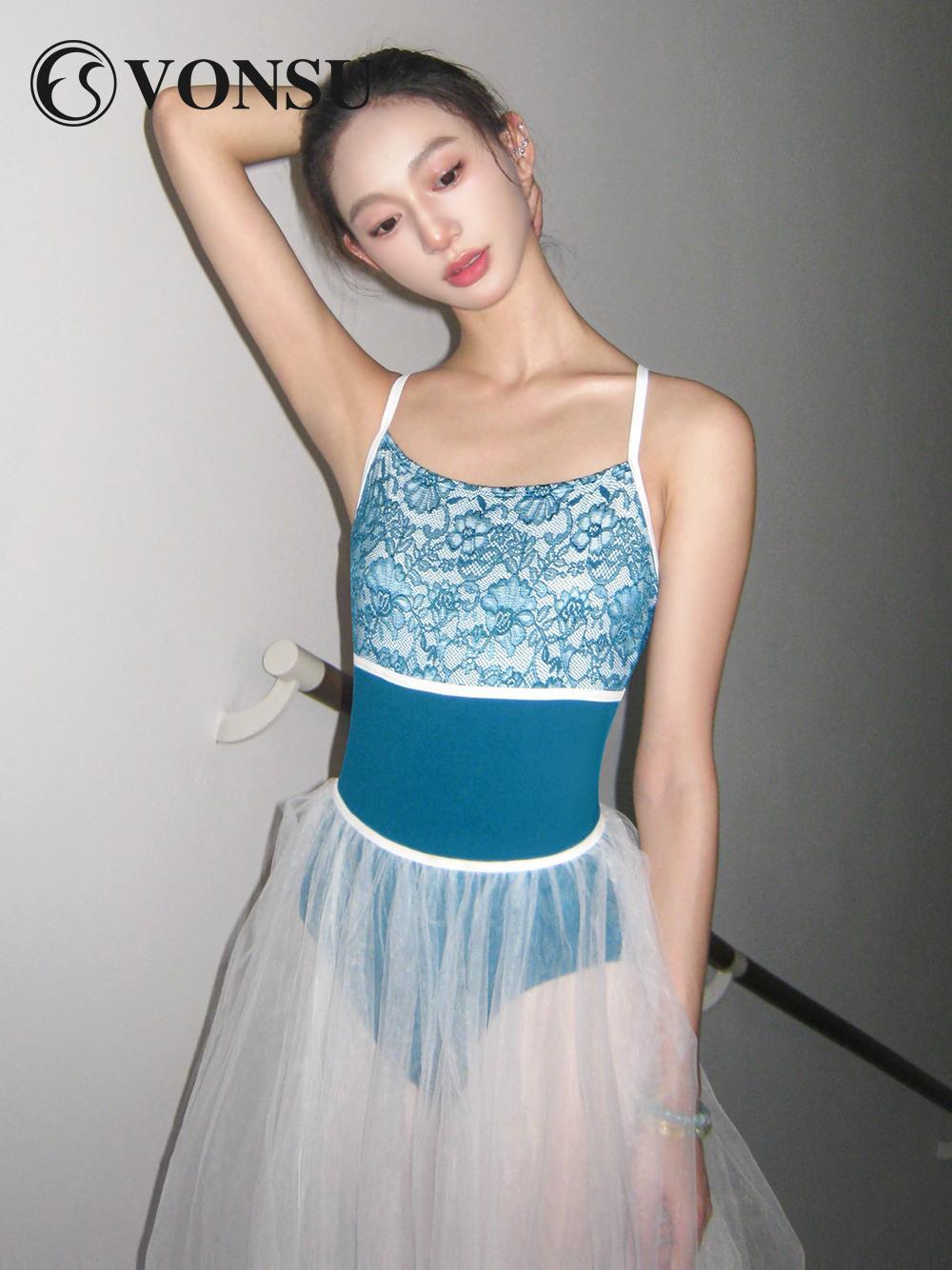 성인 발레 연습복 자수 체조 무용복 끈조절 원피스 - 상세 이미지 5